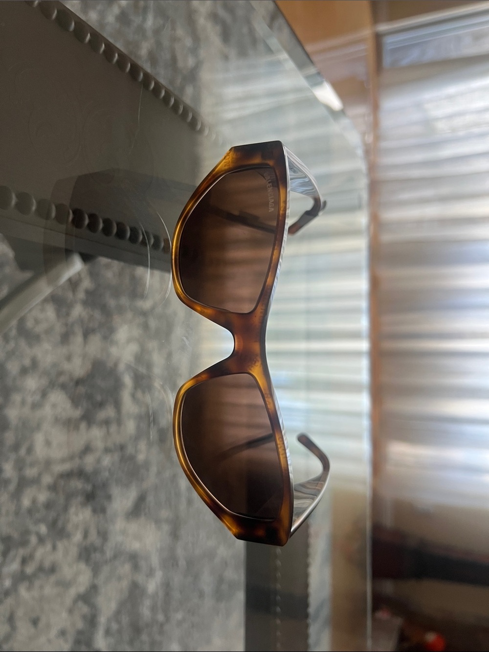 Balenciaga Tortoiseshell Shield Sunglasses - Brown & Amber